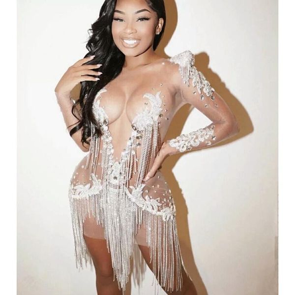 luxury pearls crystals mesh see through dress women rhinestones fringe birthday party dresses nightclub bar outfit casual, Black;gray
luxury pearls crystals mesh see through dress women rhinestones fringe birthday party dresses nightclub bar outfit casual, Black;gray