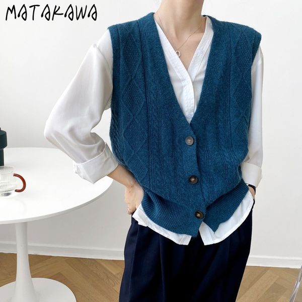 matakawa autumn korean knitted sweater vest women v-neck single-breasted sleeveless waistcoat women's cardigans 210513, Black;white
matakawa autumn korean knitted sweater vest women v-neck single-breasted sleeveless waistcoat women's cardigans 210513, Black;white