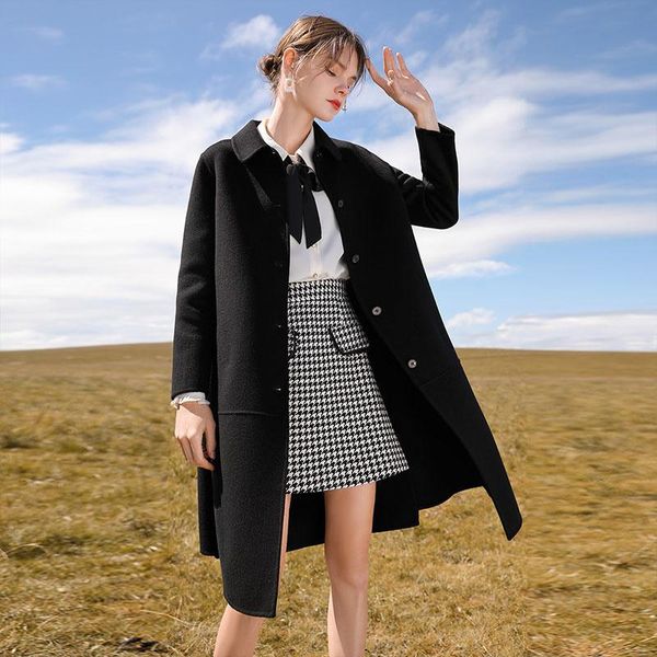 women's wool & blends double sided tweed coat winter 2021 lapel medium long black women
women's wool & blends double sided tweed coat winter 2021 lapel medium long black women