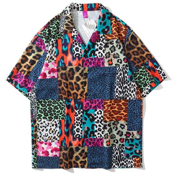men's casual shirts men harajuku leopard patchwork shirt blouse oversize short sleeve 2021summer hawaii beach holiday loose vintage, White;black
men's casual shirts men harajuku leopard patchwork shirt blouse oversize short sleeve 2021summer hawaii beach holiday loose vintage, White;black