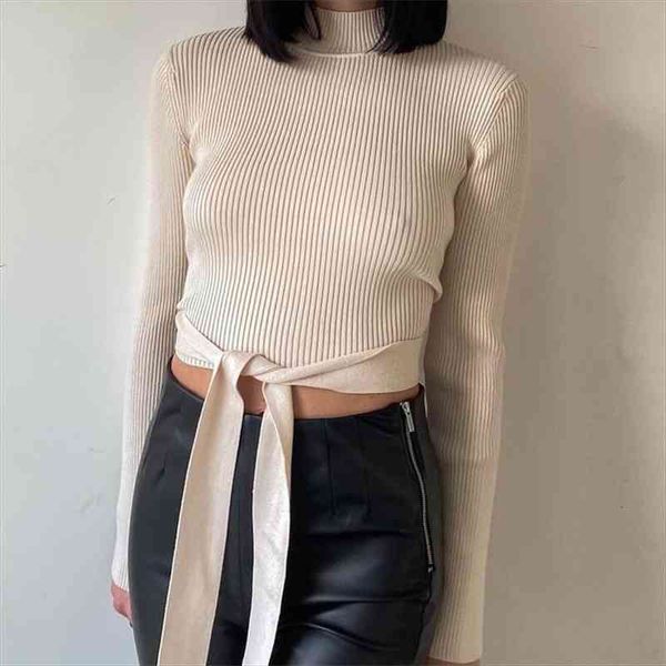 omen high neck women sweaters short fashion split design halter belt decoration long sleeve streetwear, White;black
omen high neck women sweaters short fashion split design halter belt decoration long sleeve streetwear, White;black