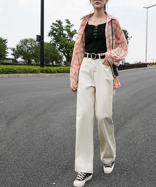 white high waist wide leg pants female autumn straight loose jeans elegant work trousers casual pantalon femme 210531, Blue
white high waist wide leg pants female autumn straight loose jeans elegant work trousers casual pantalon femme 210531, Blue