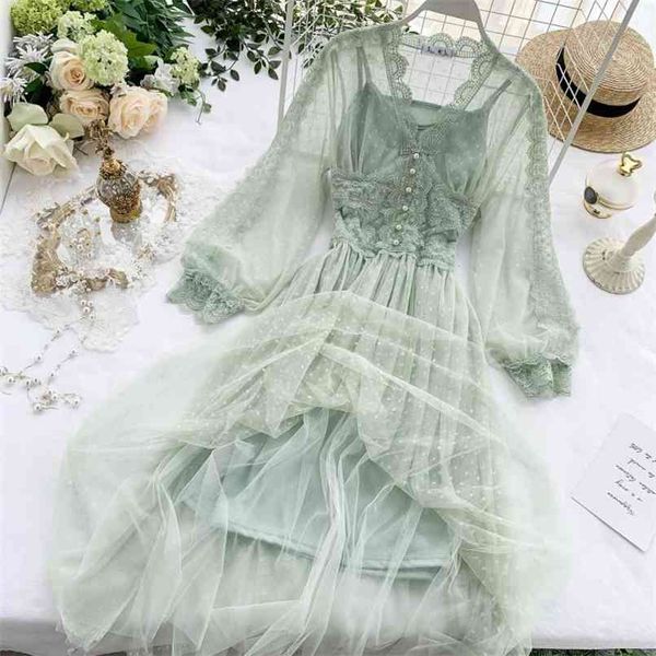 korean chic autumn women long fairy dress v neck bluish grey green pink polka dot mesh elegant gorgeous 2 pcs party 210529, Black;gray
korean chic autumn women long fairy dress v neck bluish grey green pink polka dot mesh elegant gorgeous 2 pcs party 210529, Black;gray
