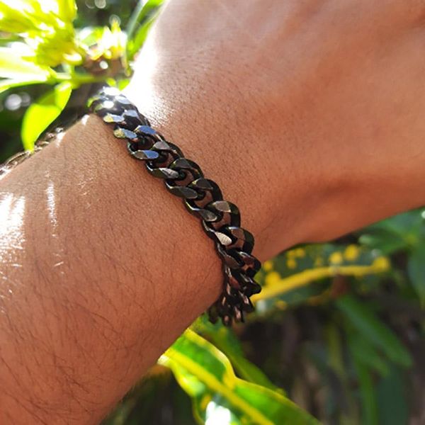 link, chain cuban link bracelet homme stainless steel bracelets for women men's on hand & the leg accessories 3/5/7mm width jewelry, Black
link, chain cuban link bracelet homme stainless steel bracelets for women men's on hand & the leg accessories 3/5/7mm width jewelry, Black