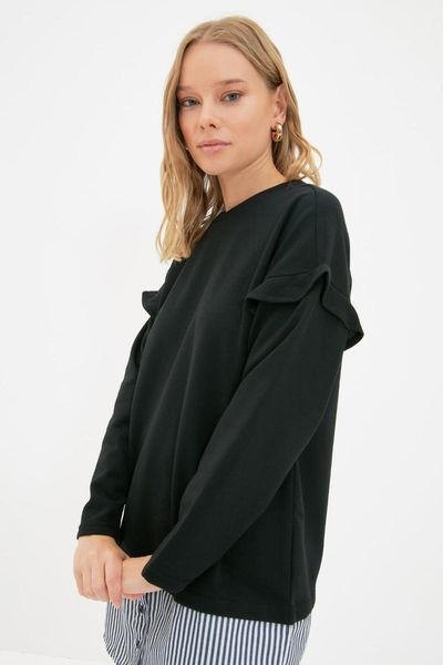 women's hoodies & sweatshirts trendyol bike collar bottom shirt test ruffle detail knitted tunic tctaw22uk0041, Black
women's hoodies & sweatshirts trendyol bike collar bottom shirt test ruffle detail knitted tunic tctaw22uk0041, Black