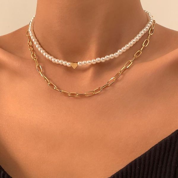 chokers ingemark punk multilayer imitation pearl necklace for women fashion heart pendant necklaces 2021 trend aesthetic jewelry gifts, Golden;silver
chokers ingemark punk multilayer imitation pearl necklace for women fashion heart pendant necklaces 2021 trend aesthetic jewelry gifts, Golden;silver