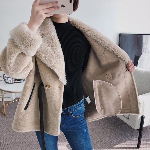 women's fur & faux with natural fur, autumn-winter, coat for women, korean sheep haircut, wool jacket, clothing abrigo mujer, Black
women's fur & faux with natural fur, autumn-winter, coat for women, korean sheep haircut, wool jacket, clothing abrigo mujer, Black