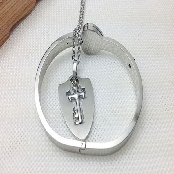 earrings & necklace 95ab couple titanium steel lock bangle bracelet key pendant love sets gift, Silver
earrings & necklace 95ab couple titanium steel lock bangle bracelet key pendant love sets gift, Silver