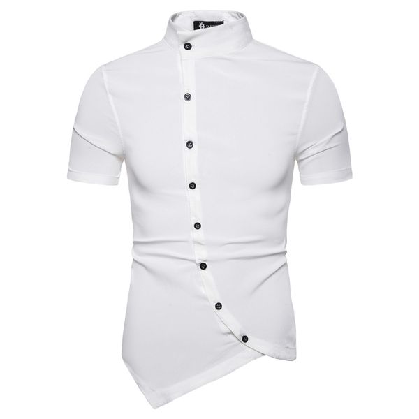 summer asymmetric single breasted slim fit short sleeve arab men's stand collar white shirt, White;black
summer asymmetric single breasted slim fit short sleeve arab men's stand collar white shirt, White;black