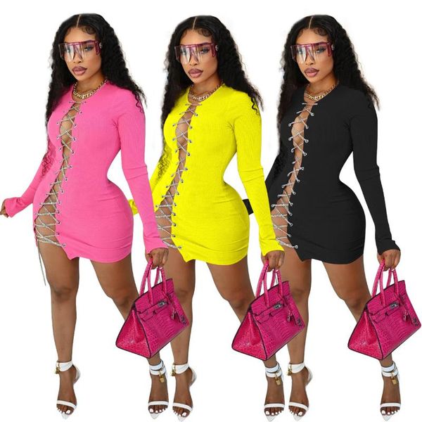 casual dresses rstylish autumn 2021 women solid rib knitted hollow out metal chain tie up long sleeve bodycon nightclub mini dress, Black;gray
casual dresses rstylish autumn 2021 women solid rib knitted hollow out metal chain tie up long sleeve bodycon nightclub mini dress, Black;gray