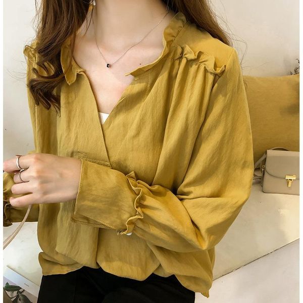 women's blouses & shirts fashion woman 2021 solid chiffon shirt long sleeve women office blouse womens and plus size, White
women's blouses & shirts fashion woman 2021 solid chiffon shirt long sleeve women office blouse womens and plus size, White
