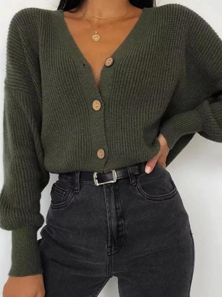 women's knits & tees fashion pure color long-sleeved knit loose pullover with button v-neck cardigan, White
women's knits & tees fashion pure color long-sleeved knit loose pullover with button v-neck cardigan, White