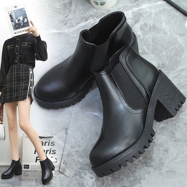 chelsea short autumn 2021 british style fashion personality thick high heel thin martin boot, Black
chelsea short autumn 2021 british style fashion personality thick high heel thin martin boot, Black