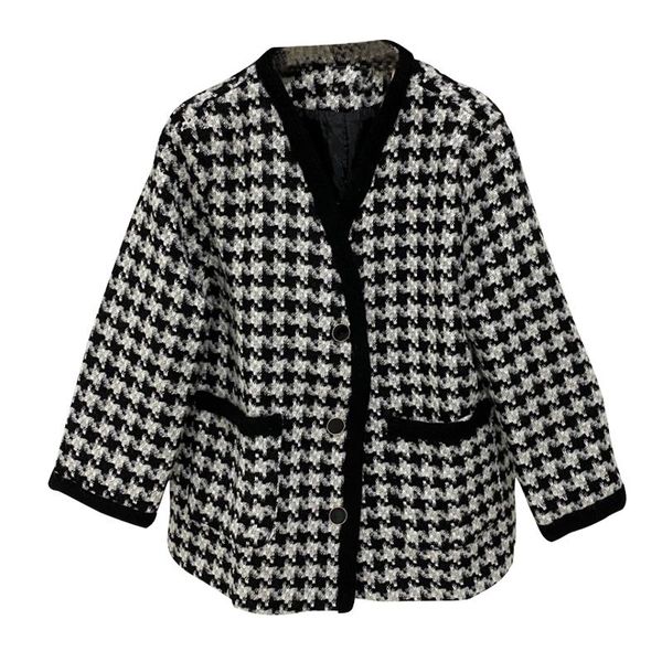 women's wool & blends korean vintage fashion v neck houndstooth coat women autumn winter single breasted with belt woolen jacket female, Black
women's wool & blends korean vintage fashion v neck houndstooth coat women autumn winter single breasted with belt woolen jacket female, Black