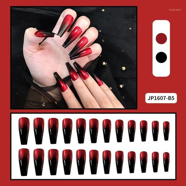 european red black gradient fake nails long ballerina coffin artificial full nail art tips with jelly sticker diy press on false1, Red;gold
european red black gradient fake nails long ballerina coffin artificial full nail art tips with jelly sticker diy press on false1, Red;gold