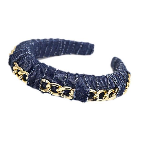 hair accessories women denim cloth twisted striped hoop metal chain sponge padded headband b95f
hair accessories women denim cloth twisted striped hoop metal chain sponge padded headband b95f