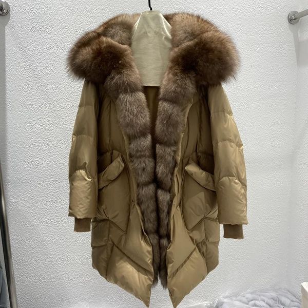 women's fur & faux winter down jacket white duck coats middle long with big collar trim fashion outwear cloth, Black
women's fur & faux winter down jacket white duck coats middle long with big collar trim fashion outwear cloth, Black
