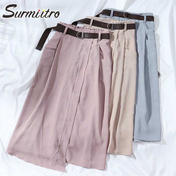 surmiitro spring summer women korean style pink blue irregular high waist mid-length midi skirt female with belt 210712, Black
surmiitro spring summer women korean style pink blue irregular high waist mid-length midi skirt female with belt 210712, Black