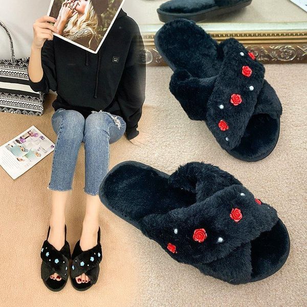 cross band flock winter women slippers soft short plush warm flip flops faux fur indoor slider shoes woman flats, Black
cross band flock winter women slippers soft short plush warm flip flops faux fur indoor slider shoes woman flats, Black