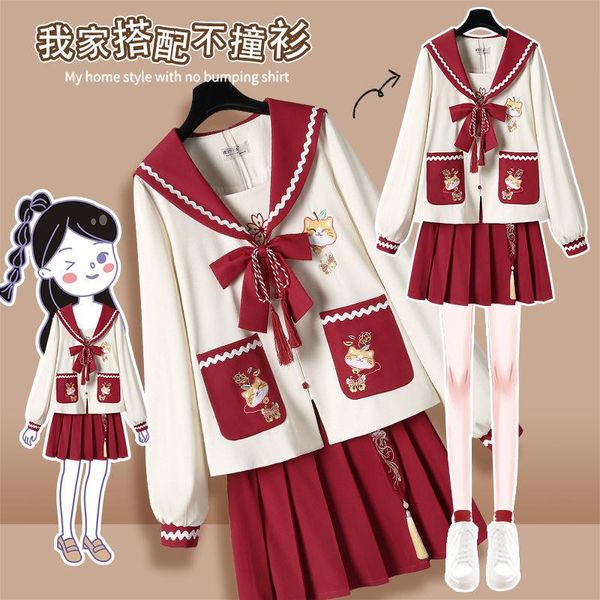 clothing sets trill day yue cat jk uniforms, a full set of chinese wind hanfu skirt suits spring two female small can salt be sweet, White
clothing sets trill day yue cat jk uniforms, a full set of chinese wind hanfu skirt suits spring two female small can salt be sweet, White