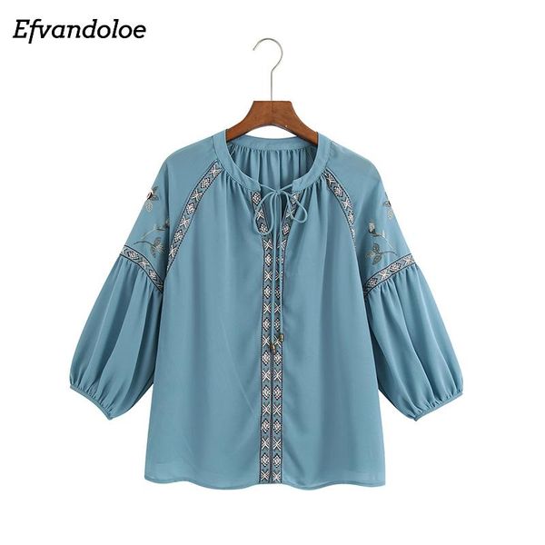 women floral embroidery blouses autumn bandage v-neck blue shirts 2021 womens women's &, White
women floral embroidery blouses autumn bandage v-neck blue shirts 2021 womens women's &, White
