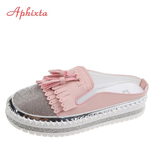 slippers aphixta 2021 flat platform fringe half women summer pink luxury crystals round toe shoes slides plus size 42 43, Black
slippers aphixta 2021 flat platform fringe half women summer pink luxury crystals round toe shoes slides plus size 42 43, Black