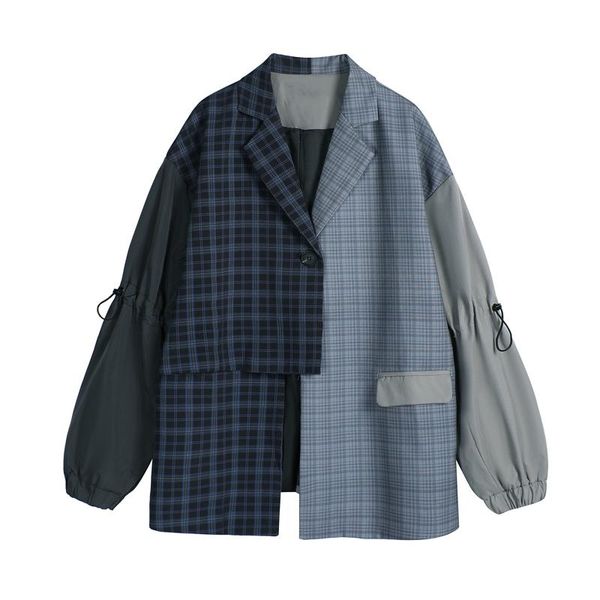 women's suits & blazers blazer coat plaid women lattice stitching autumn fashion casual streetwear long sleeve female jacket outerwear, White;black
women's suits & blazers blazer coat plaid women lattice stitching autumn fashion casual streetwear long sleeve female jacket outerwear, White;black