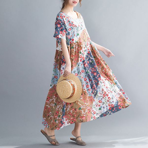 johnature summer retro print flower dress short sleeve o-neck korean loose comfortable plus size women vintage dresses 210521, Black;gray
johnature summer retro print flower dress short sleeve o-neck korean loose comfortable plus size women vintage dresses 210521, Black;gray