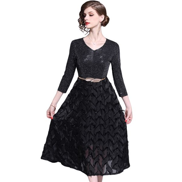 womens autumn designer elegant sequined belt patchwork feather tassels black vintage casual office party dress vestidos 210525, Black;gray
womens autumn designer elegant sequined belt patchwork feather tassels black vintage casual office party dress vestidos 210525, Black;gray