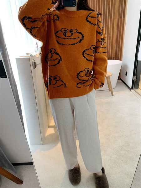 2020 new ins fashion lazy wind ha medium long sweater women's loose age reduction, White;black
2020 new ins fashion lazy wind ha medium long sweater women's loose age reduction, White;black