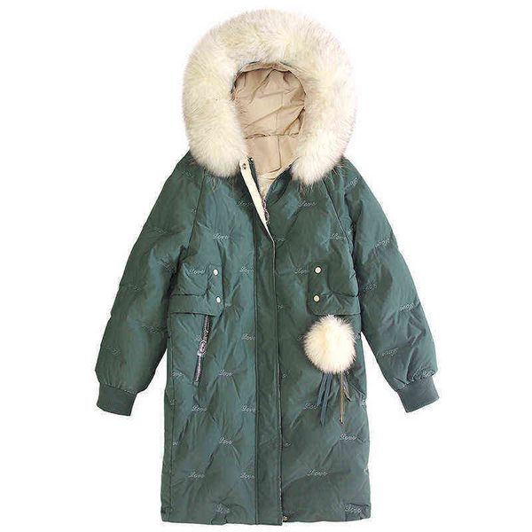 down et medium length winter clothing korean loose fashion thickened hooded women's real big hair collar coat, Black
down et medium length winter clothing korean loose fashion thickened hooded women's real big hair collar coat, Black