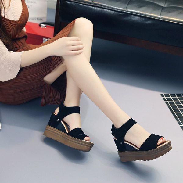 fashion women summer open toe shoes hook loop platform sandals genuine leather wedges, Black
fashion women summer open toe shoes hook loop platform sandals genuine leather wedges, Black