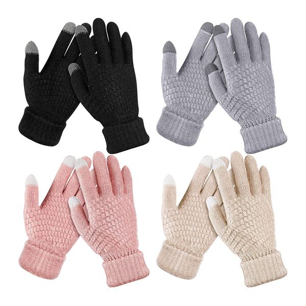 4 pairs women's winter touch screen glove warm fleece lined knit mitten elastic cuff winters texting gloves, Black
4 pairs women's winter touch screen glove warm fleece lined knit mitten elastic cuff winters texting gloves, Black