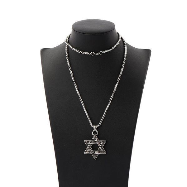 pendant necklaces retro double-sided hexagonal star lucky charm fashion all-match titanium steel men's necklace, Silver
pendant necklaces retro double-sided hexagonal star lucky charm fashion all-match titanium steel men's necklace, Silver