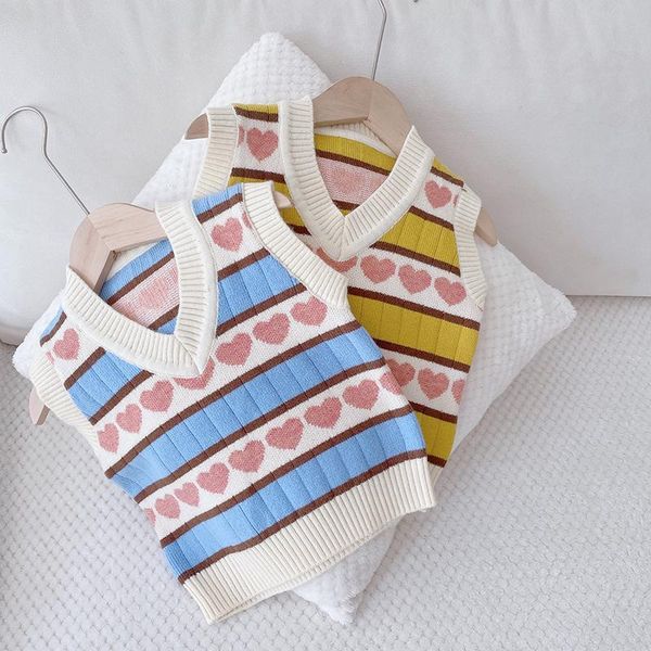 pullover 1-5 years baby kids clothes girls sweaters 2021 autumn love v-neck knitted vest for girl cute sleeveless children's clothing, Blue
pullover 1-5 years baby kids clothes girls sweaters 2021 autumn love v-neck knitted vest for girl cute sleeveless children's clothing, Blue