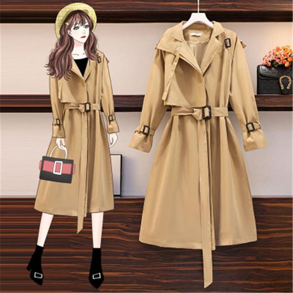 women's trench coats tooling windbreaker women 2021 spring autumn fashion high-quality mid-length temperament loose coat trend h171, Tan;black
women's trench coats tooling windbreaker women 2021 spring autumn fashion high-quality mid-length temperament loose coat trend h171, Tan;black