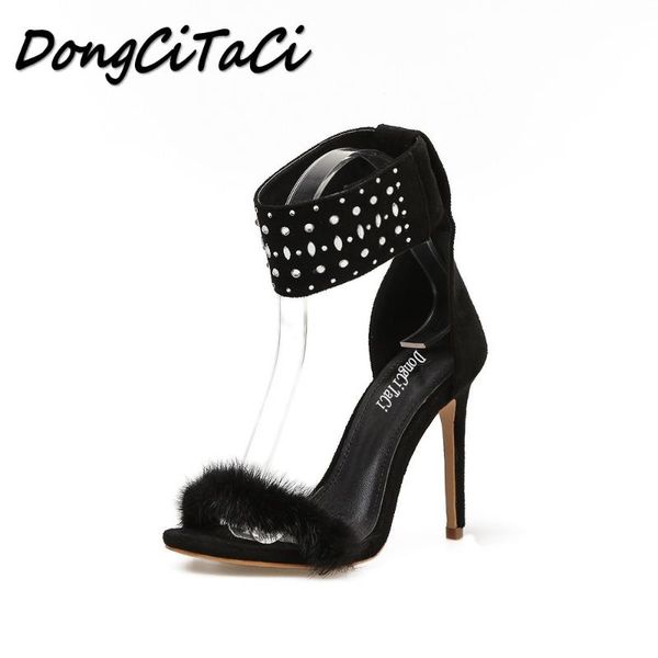 dongcitaci summer women open toed sandals shoes ladies fashion party dress fur crystal female ol high heels pumps, Black
dongcitaci summer women open toed sandals shoes ladies fashion party dress fur crystal female ol high heels pumps, Black