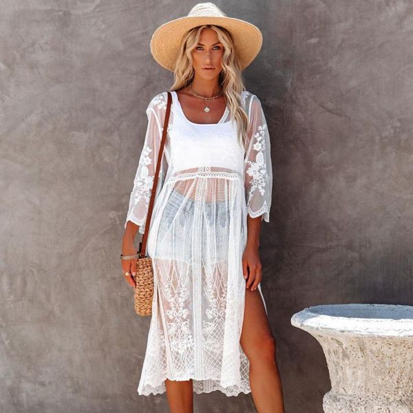women's swimwear lace transparent beach cover up women bikini summer pullover blouse long sleeve skirt holiday dress swim, White;black
women's swimwear lace transparent beach cover up women bikini summer pullover blouse long sleeve skirt holiday dress swim, White;black