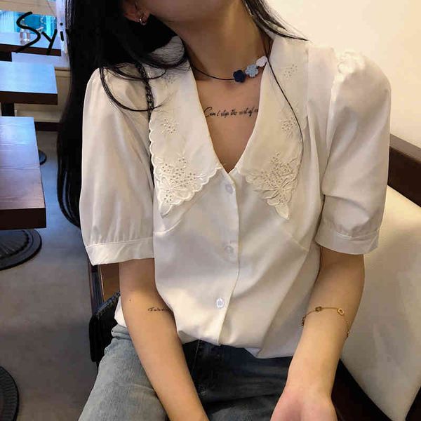 syiwidii button blouses women embroidery peter pan collar short sleeve casual white clothing summer korean fashion shirts 210417
syiwidii button blouses women embroidery peter pan collar short sleeve casual white clothing summer korean fashion shirts 210417