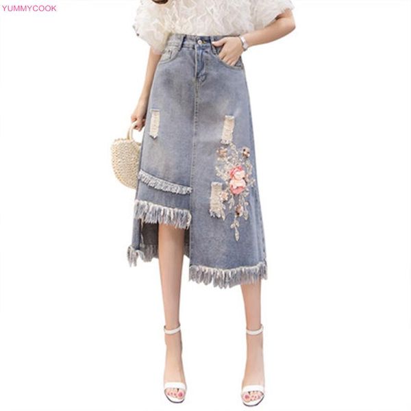 skirts summer fashion women denim all-match flower embroidery beads tassel irregular long skirt students jean 499, Black
skirts summer fashion women denim all-match flower embroidery beads tassel irregular long skirt students jean 499, Black