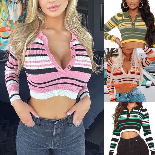 Women's Polos Crop Tops Casual Long Sleeve Striped T Shirt Drop Shoulder Fashion Collared Pullover Blouse, White
Women's Polos Crop Tops Casual Long Sleeve Striped T Shirt Drop Shoulder Fashion Collared Pullover Blouse, White
