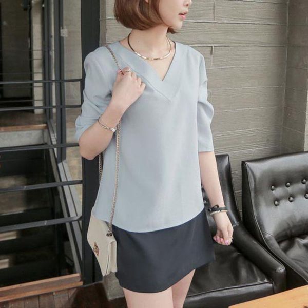 women's blouses & shirts efinny summer women v-neck short sleeve chiffon shirt fashion ladies solid, White
women's blouses & shirts efinny summer women v-neck short sleeve chiffon shirt fashion ladies solid, White