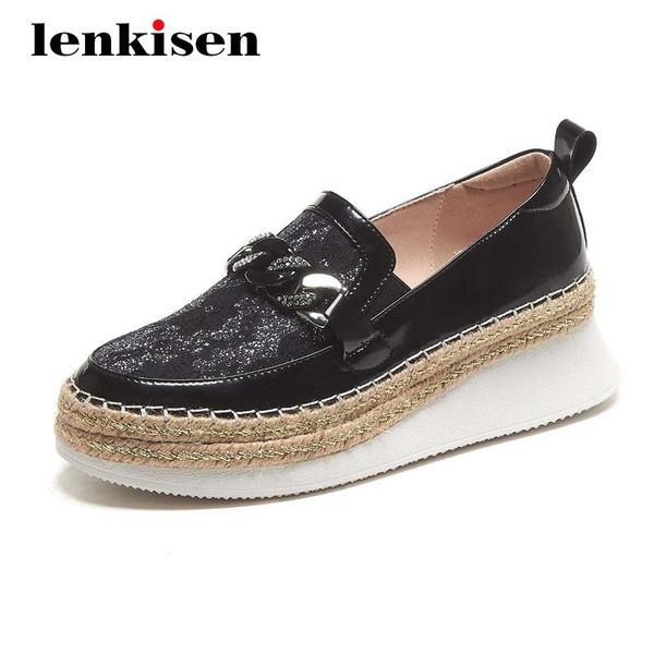 dress shoes lenkisen genuine leather mixed cloth chain decorations european design round toe med heels slip on wedges women pumps l23, Black
dress shoes lenkisen genuine leather mixed cloth chain decorations european design round toe med heels slip on wedges women pumps l23, Black