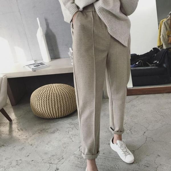 women's pants & capris lady pencil solid color casual woolen thicken loose straight harem trousers daily wear winter women, Black;white
women's pants & capris lady pencil solid color casual woolen thicken loose straight harem trousers daily wear winter women, Black;white