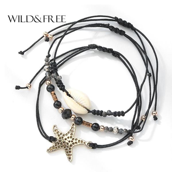 link, chain wild&handcraft starfish bracelets bangles 3pcs/set adjustable beads shell charm for women bracelet accessories, Black 
link, chain wild&handcraft starfish bracelets bangles 3pcs/set adjustable beads shell charm for women bracelet accessories, Black