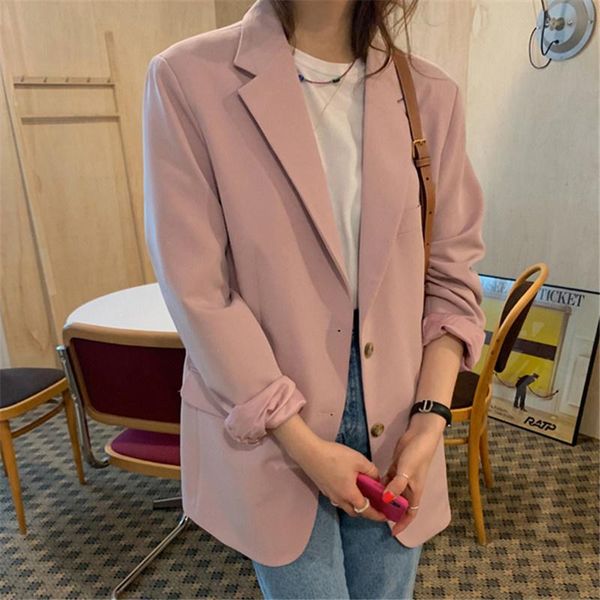 women's suits & blazers female blazer jacket korean fashion loose pink single breasted pocket street office korea casual elegant women, White;black
women's suits & blazers female blazer jacket korean fashion loose pink single breasted pocket street office korea casual elegant women, White;black
