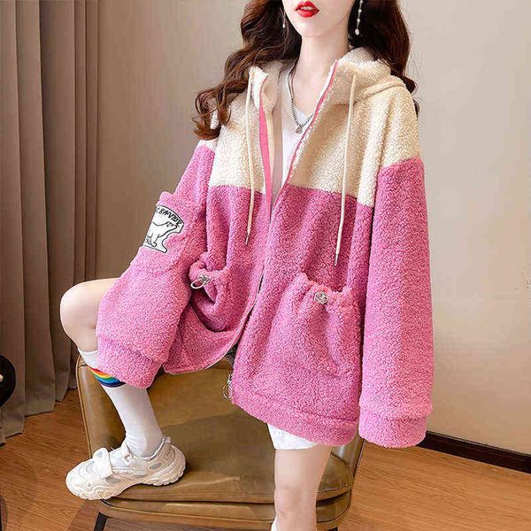 women's hoodi sweatshirts 2022 spring and autumn plush thickened large women's pocket splicing contrast cardigan zipper sweater et, Black
women's hoodi sweatshirts 2022 spring and autumn plush thickened large women's pocket splicing contrast cardigan zipper sweater et, Black