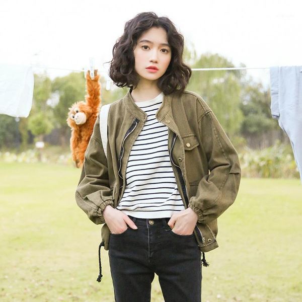 women's jackets 2021 spring denim bomber jacket women vintage elegant jeans with pocket outwear autumn casual loose fit coat, Black;brown
women's jackets 2021 spring denim bomber jacket women vintage elegant jeans with pocket outwear autumn casual loose fit coat, Black;brown