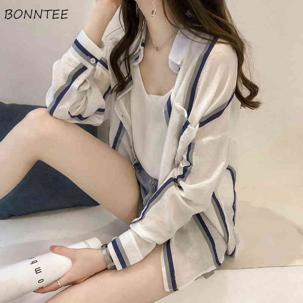 shirts women striped thin summer chic big size 4xl chiffon female blouses transparent sun protection elegant korean style daily x0521, White
shirts women striped thin summer chic big size 4xl chiffon female blouses transparent sun protection elegant korean style daily x0521, White