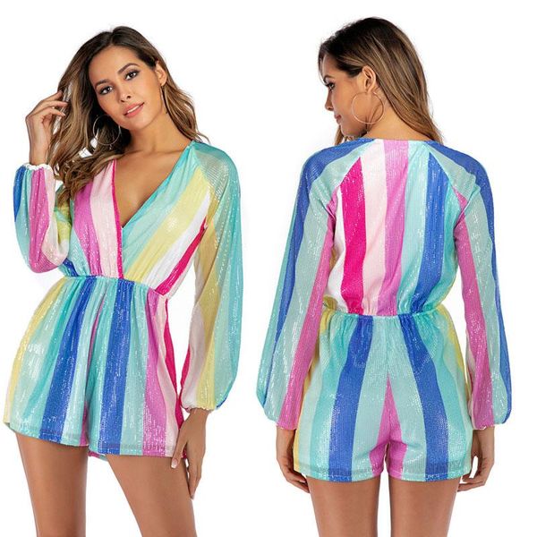 women's jumpsuits & rompers 2021 autumn fashion women sequins jumpsuit long sleeve v-neck shorts female evening party playsuit overalls, Black;white
women's jumpsuits & rompers 2021 autumn fashion women sequins jumpsuit long sleeve v-neck shorts female evening party playsuit overalls, Black;white